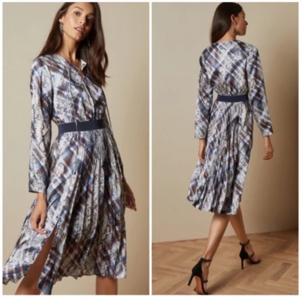Ted Baker Lilis Quartz Print Midi Dress size 4 (US 10-12) long sleeve - Picture 2 of 15
